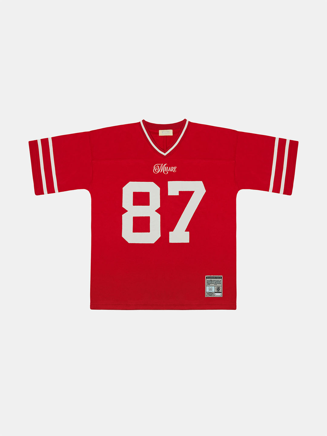 MHARF Red 87 Patch Embroidery Bar Stripe Hockey Jersey | Face 3 Face