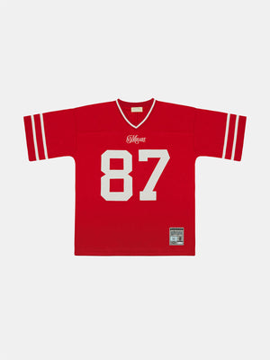 MHARF Red 87 Patch Embroidery Bar Stripe Hockey Jersey | Face 3 Face