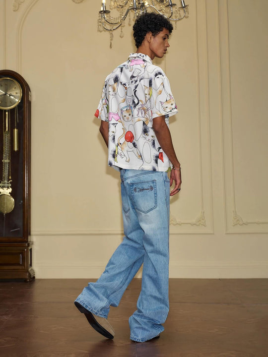 YADcrew Crossover Waist Washed Jeans | Face 3 Face