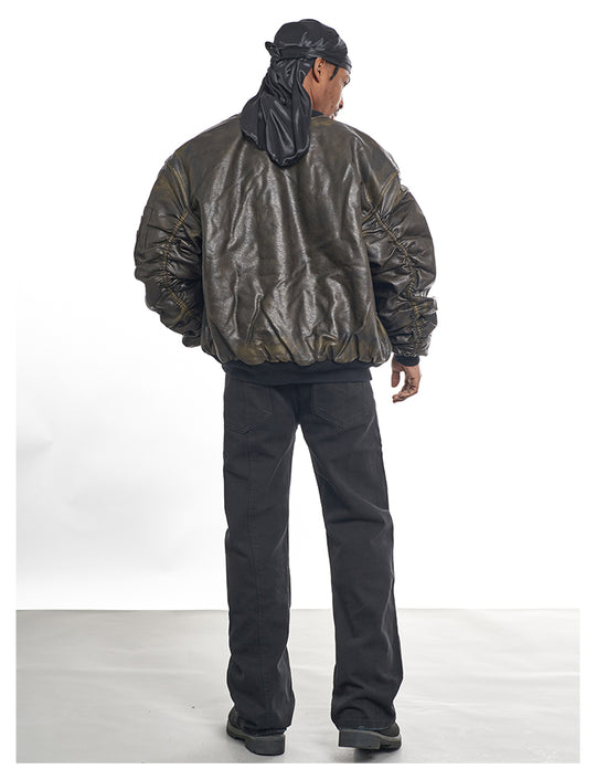 F3F Select Reversible PU Leather MA-1 Bomber Jacket | Face 3 Face