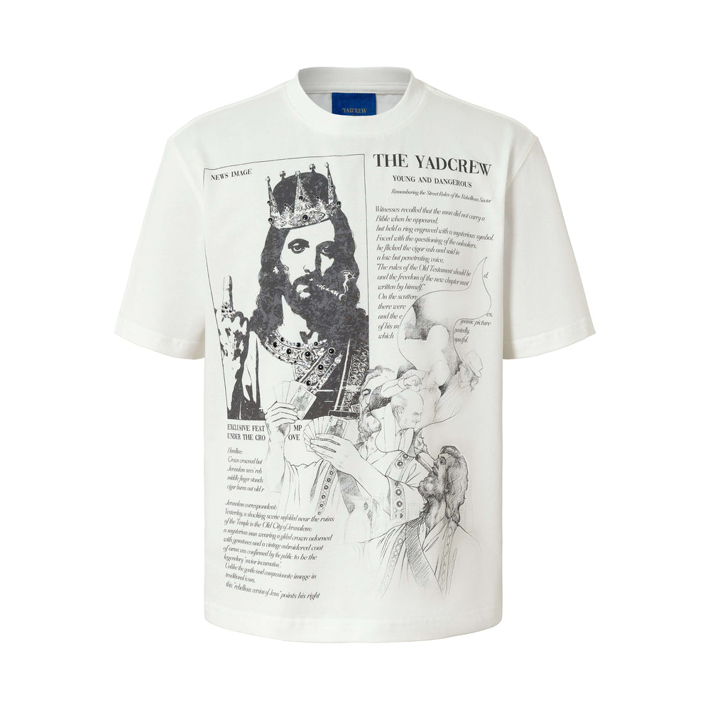 YADcrew Jesus Print Black Stone Studded Tee | Face 3 Face