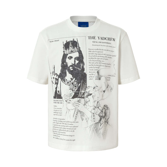 YADcrew Jesus Print Black Stone Studded Tee | Face 3 Face