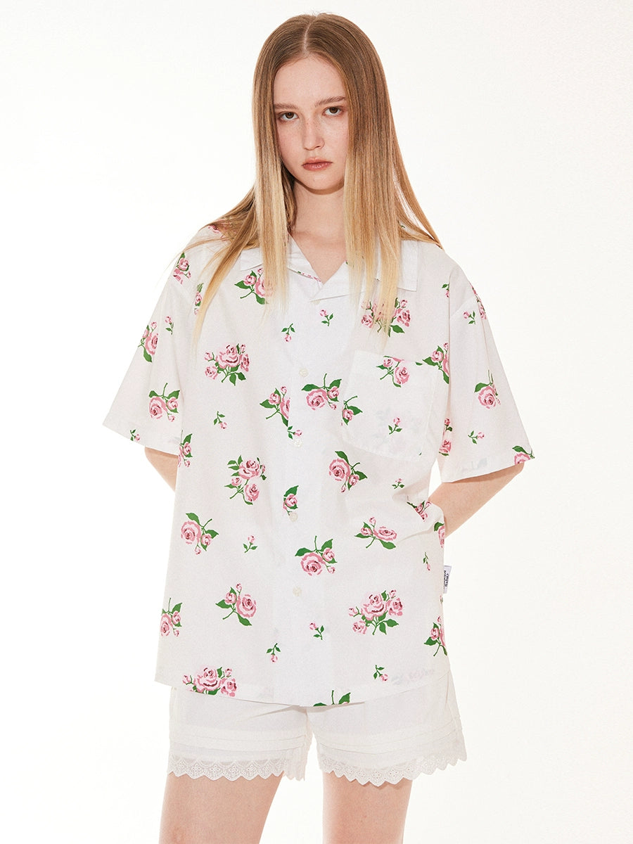 EMPTY REFERENCE Rose Floral Print Short Sleeve Shirt | Face 3 Face