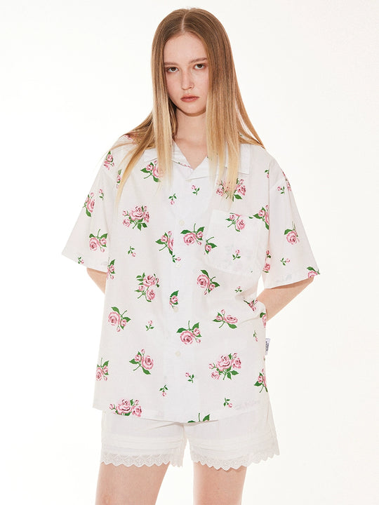 EMPTY REFERENCE Rose Floral Print Short Sleeve Shirt | Face 3 Face