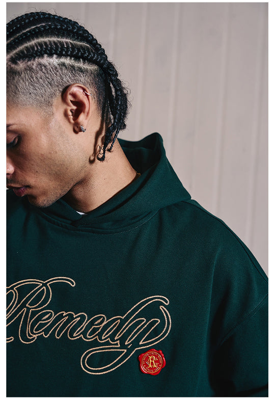 Remedy Metal Wax Seal 3D Logo Embroidered Hoodie | Face 3 Face