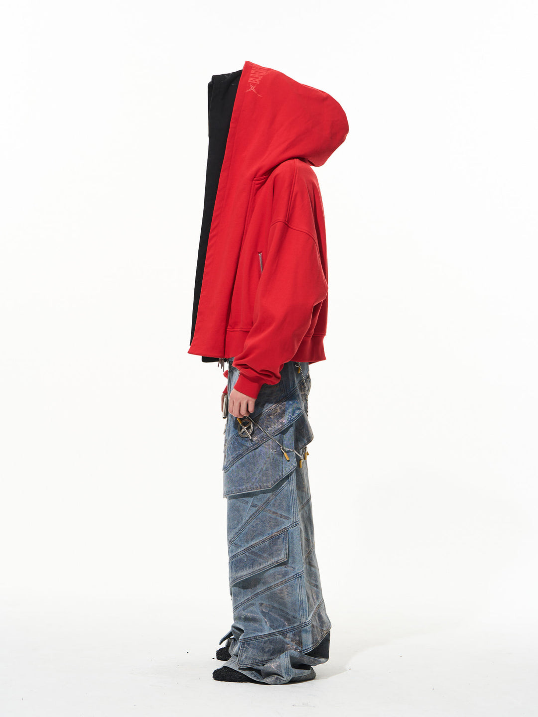 BLIND NO PLAN Snake-Print Patchwork Baggy Jeans | Face 3 Face