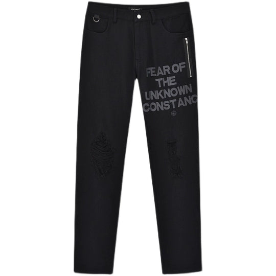 VENTUREK Washed Black Destroyed Zipper Slim Pants | Face 3 Face