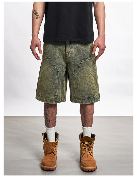 F3F Select Double Knee Line Stitch Denim Shorts | Face 3 Face