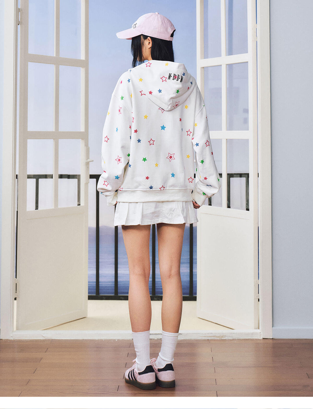 MEDM All Over Colorful Star Print Zip Up Hoodie | Face 3 Face