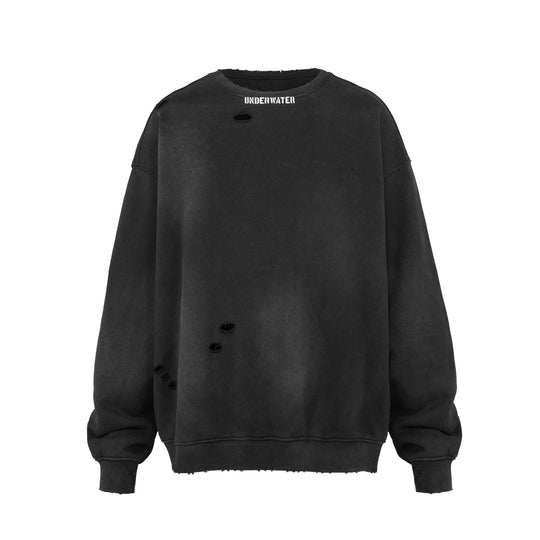 UNDERWATER Mottled Aged Logo Print Sweatshirt