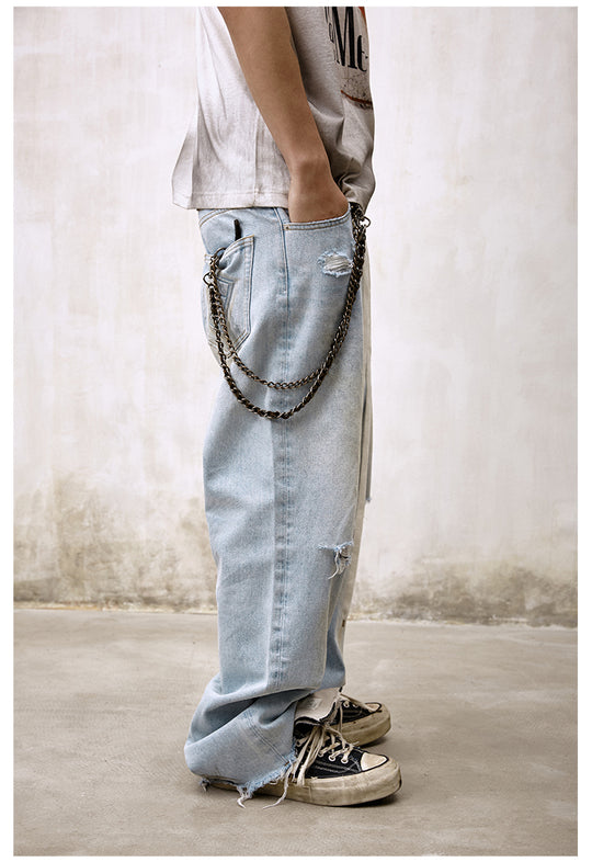 Remedy Back Pocket 3D Design Washed Hole Jeans | Face 3 Face