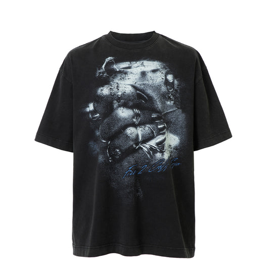 F2CE Heavy Washing Old Vintage Crush Printed Tee
