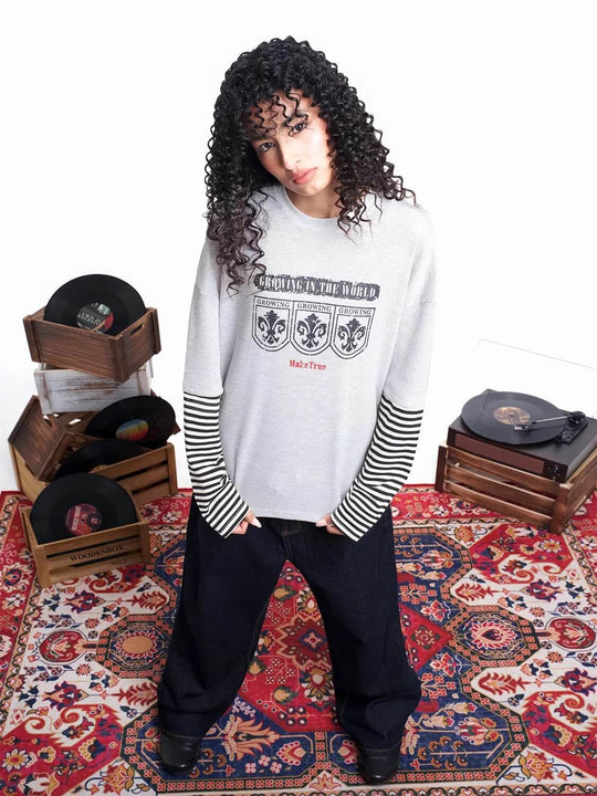 F3F Select Layered Stripe Long Sleeve Waffle Tee | Face 3 Face