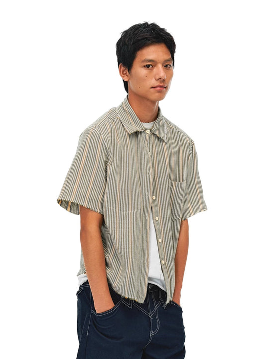 EVILKNIGHT(EK) Striped Plaid Reversible Short Sleeve Shirt | Face 3 Face