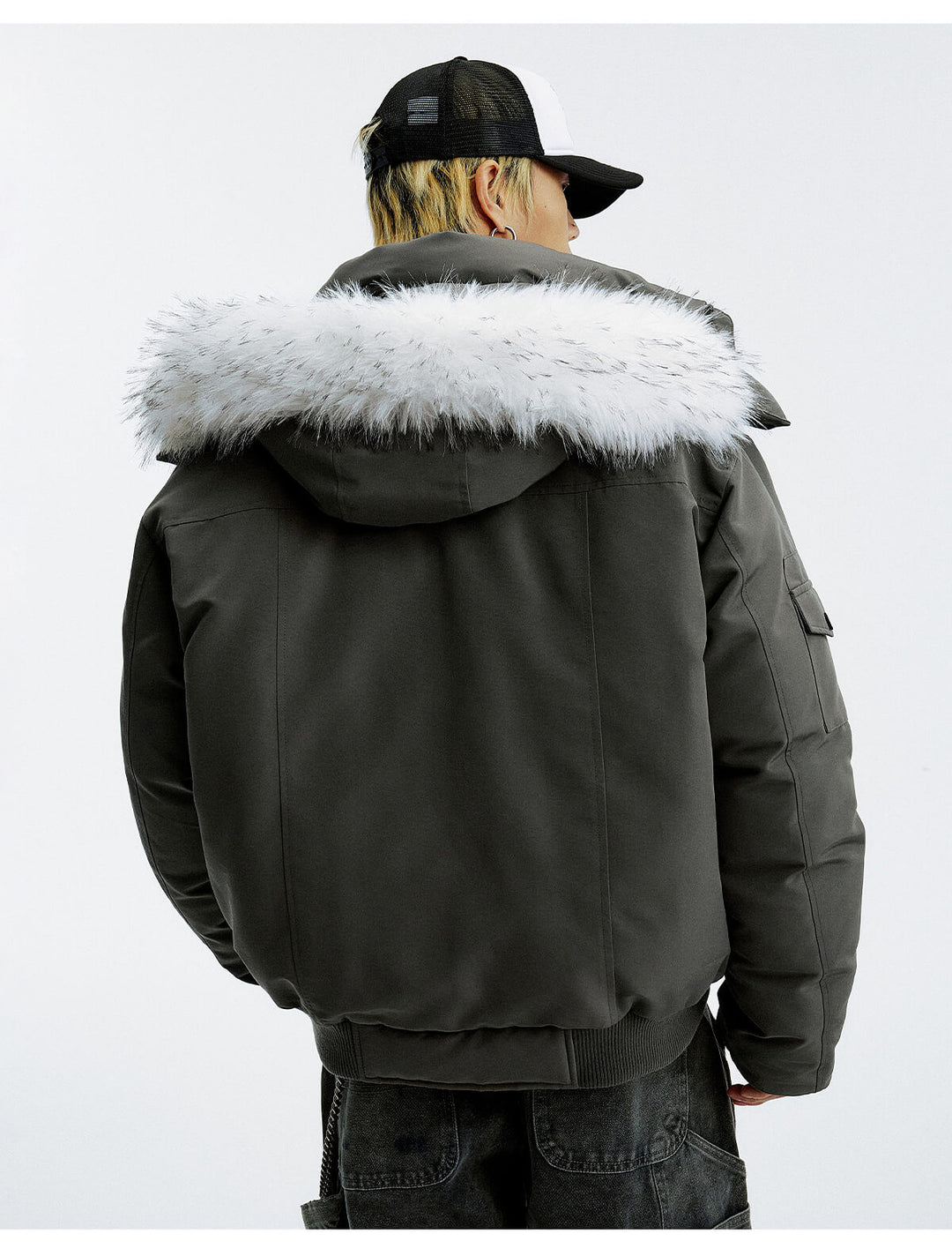 MEDM Detachable Fur Metal Snaps Down Jacket | Face 3 Face