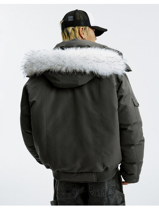 MEDM Detachable Fur Metal Snaps Down Jacket | Face 3 Face