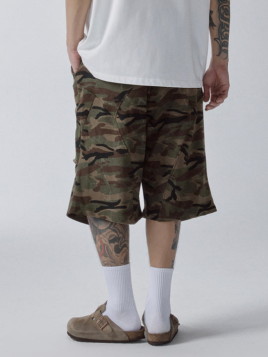 F2CE Washed Camouflage Sweat Shorts | Face 3 Face