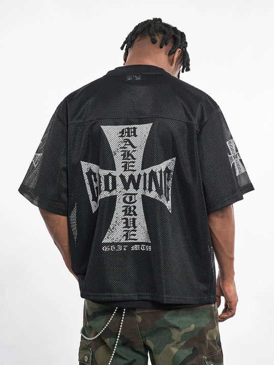 F3F Select Cross Print Mesh Jersey | Face 3 Face