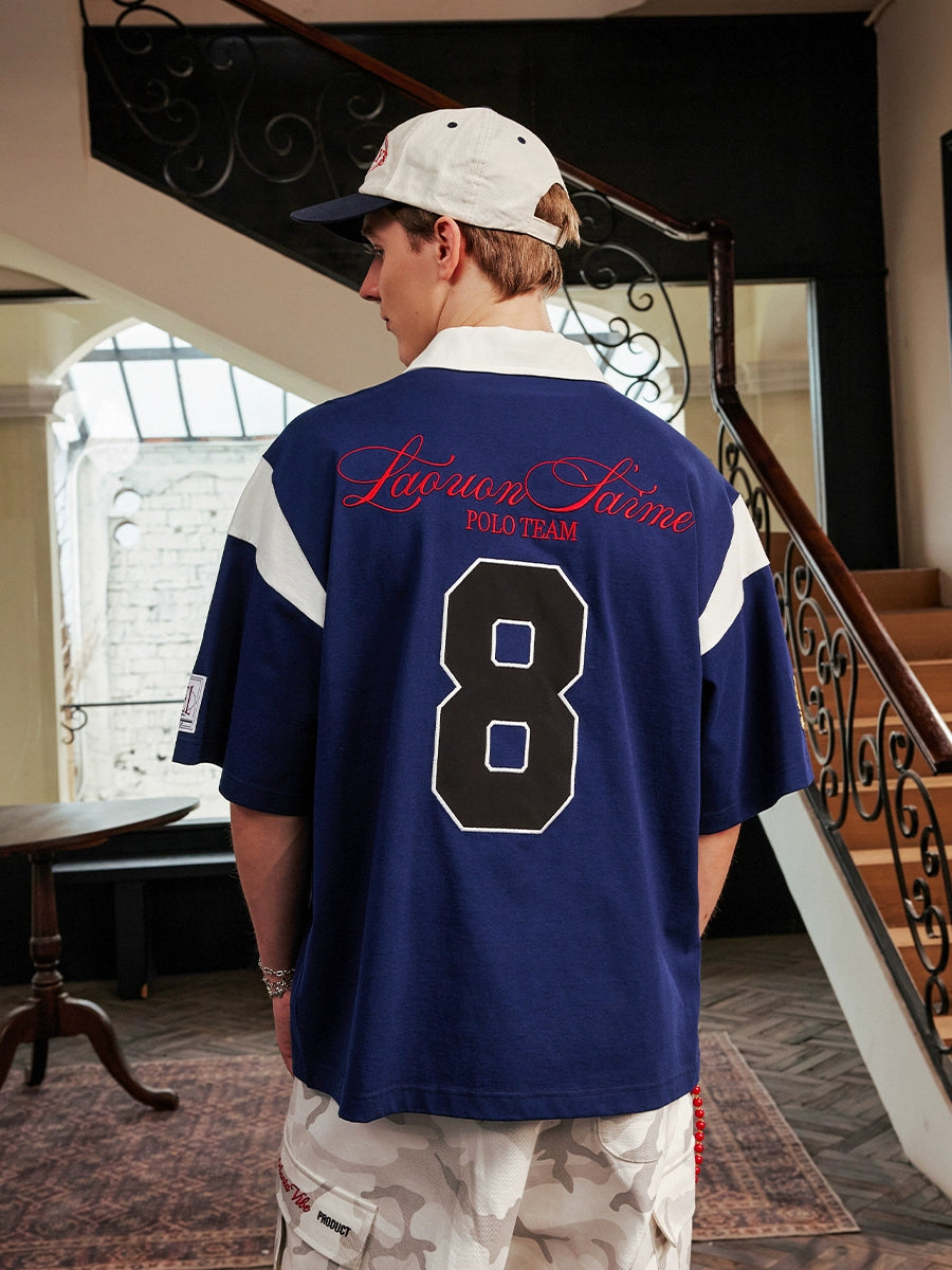 Harsh and Cruel Colorblock Number Embroidered Polo | Face 3 Face