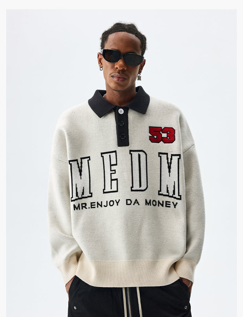 MEDM Patchwork Striped Elbow Knit Sweater | Face 3 Face