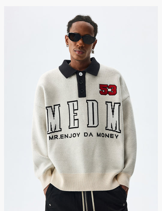 MEDM Patchwork Striped Elbow Knit Sweater | Face 3 Face