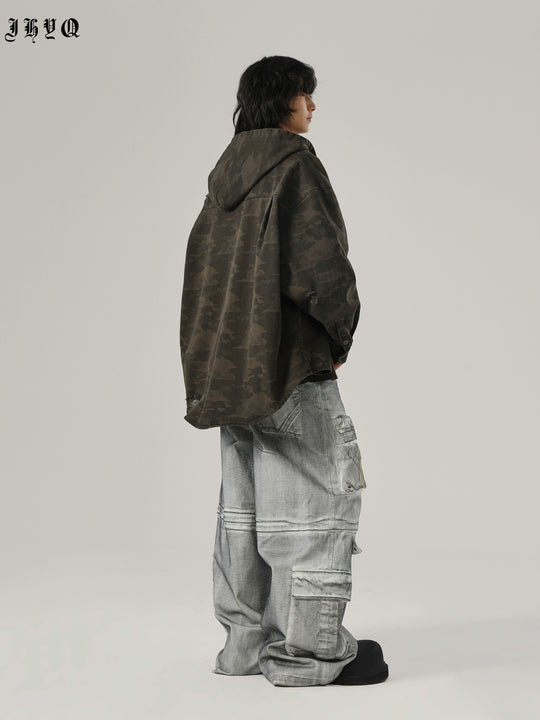 JHYQ Camouflage Hooded Shirt Jacket