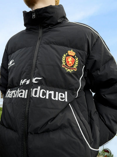 Harsh and Cruel Football Club Embroidered Down Jacket | Face 3 Face