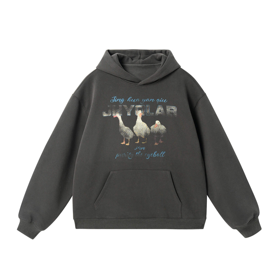 JHYQ Vintage Lucky Duck Print Hoodie | Face 3 Face