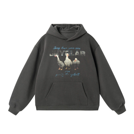 JHYQ Vintage Lucky Duck Print Hoodie | Face 3 Face