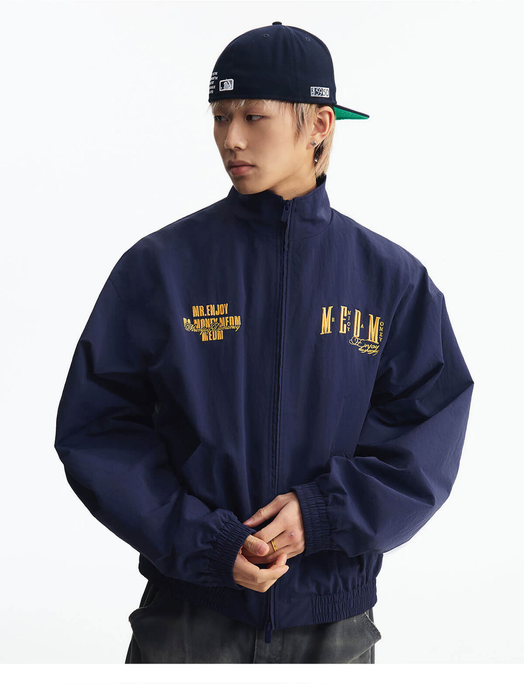 MEDM Logo Embroidered Double Zip Track Jacket | Face 3 Face