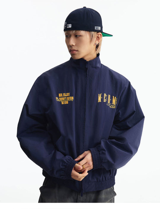 MEDM Logo Embroidered Double Zip Track Jacket | Face 3 Face