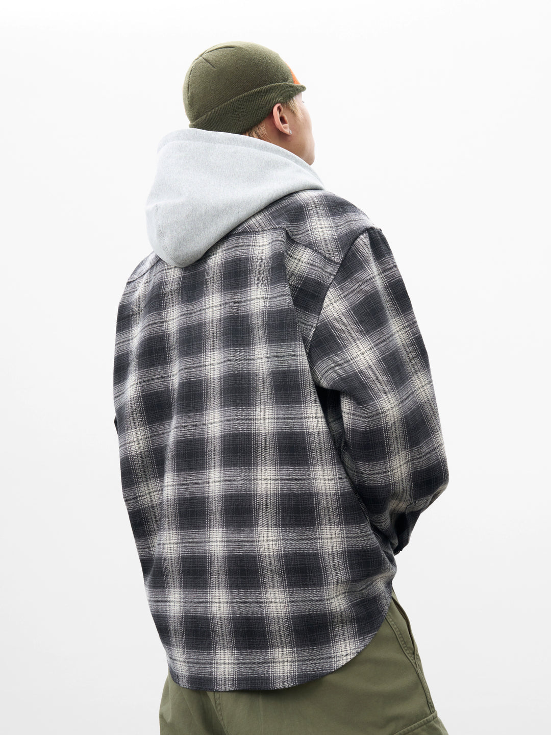 AFGK Plaid Embroidered Hooded Long Sleeve Shirt | Face 3 Face
