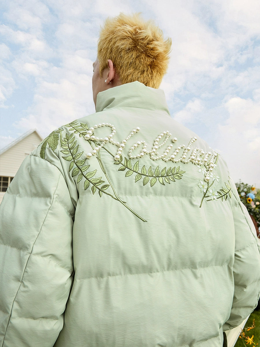 Harsh and Cruel Floral Pearl Embroidery Down Jacket | Face 3 Face