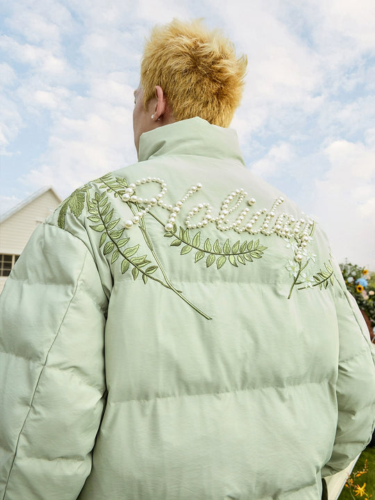 Harsh and Cruel Floral Pearl Embroidery Down Jacket | Face 3 Face