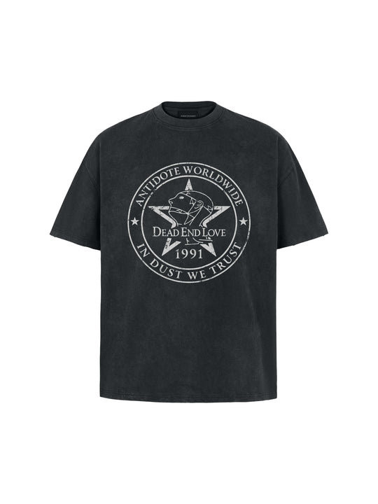 ANTIDOTE DEAD END LOVE Vintage Print Washed Short Sleeve Tee | Face 3 Face