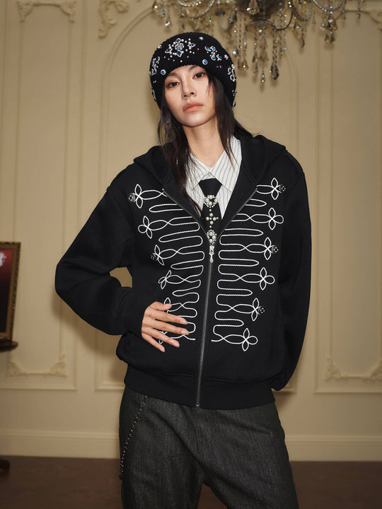 YADcrew Napoleonic Style Epaulette Zip Up Hoodie | Face 3 Face