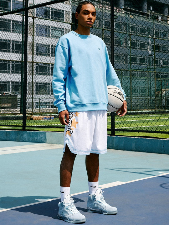 JUST VIBE Star Logo Print Mesh Basketball Shorts | Face 3 Face