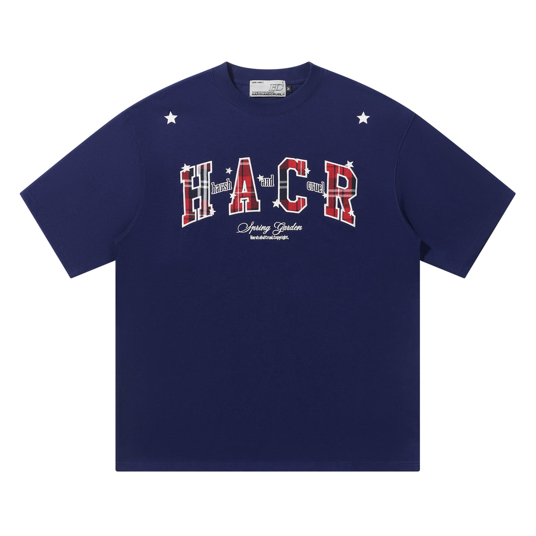 Harsh and Cruel HACR Stars Plaid Patch Embroidered Tee | Face 3 Face