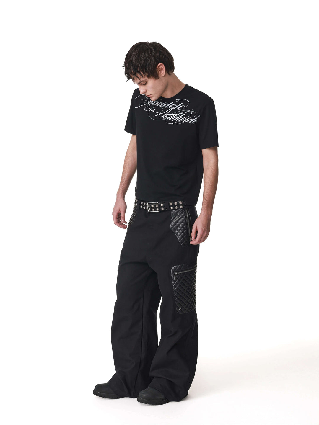 ANTIDOTE PU Leather Quilted Patchwork Cargo Pocket Work Pants | Face 3 Face