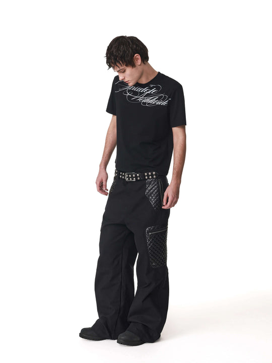 ANTIDOTE PU Leather Quilted Patchwork Cargo Pocket Work Pants | Face 3 Face