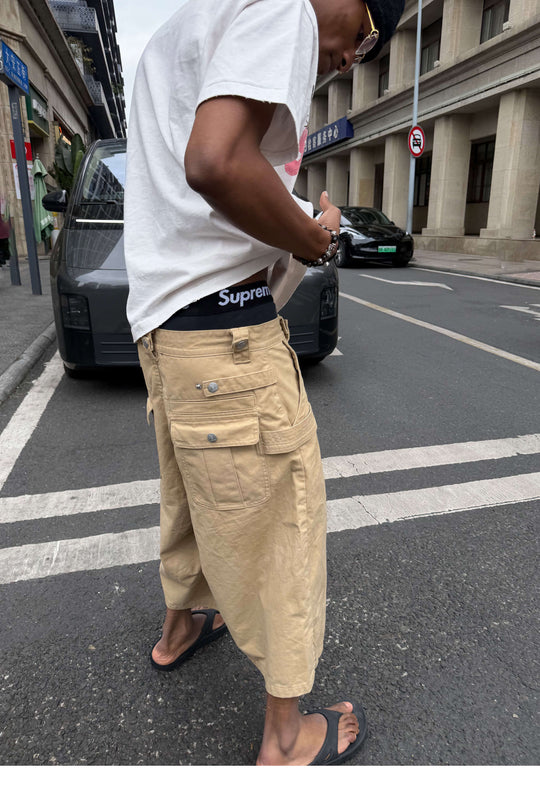 STEEPC Double Hammer Loop Button Fly Baggy Shorts | Face 3 Face