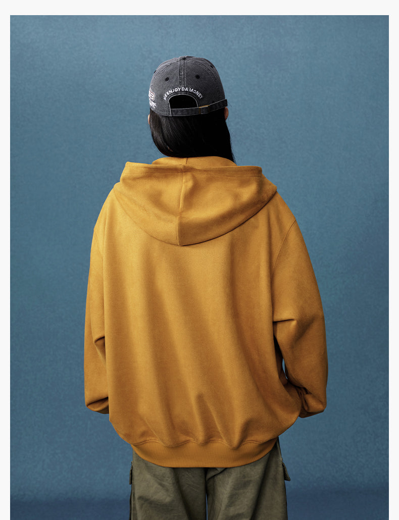 MEDM Suede Logo Patch Zip-Up Hoodie | Face 3 Face