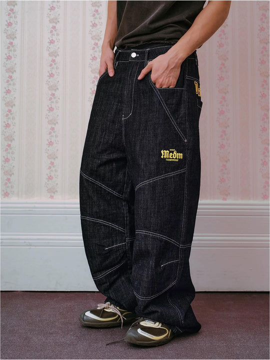 MEDM Reconstructed Contrast Stitch Baggy Jeans | Face 3 Face