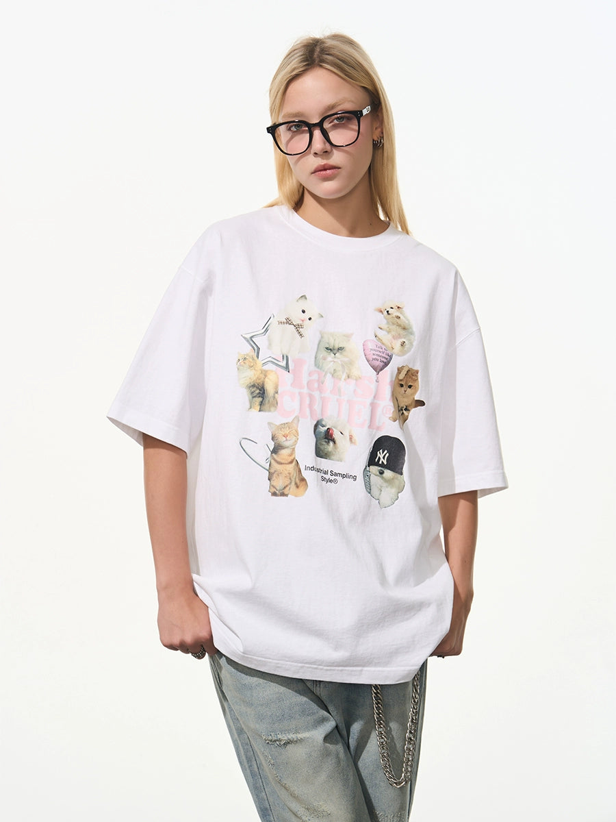 Harsh and Cruel Cats Logo Printed Tee
