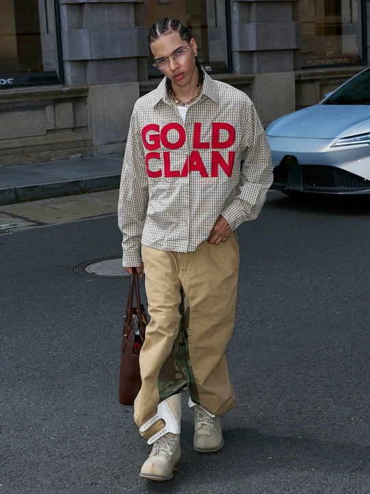 STEEPC Plaid Patch Embroidered Long Sleeve Shirt | Face 3 Face