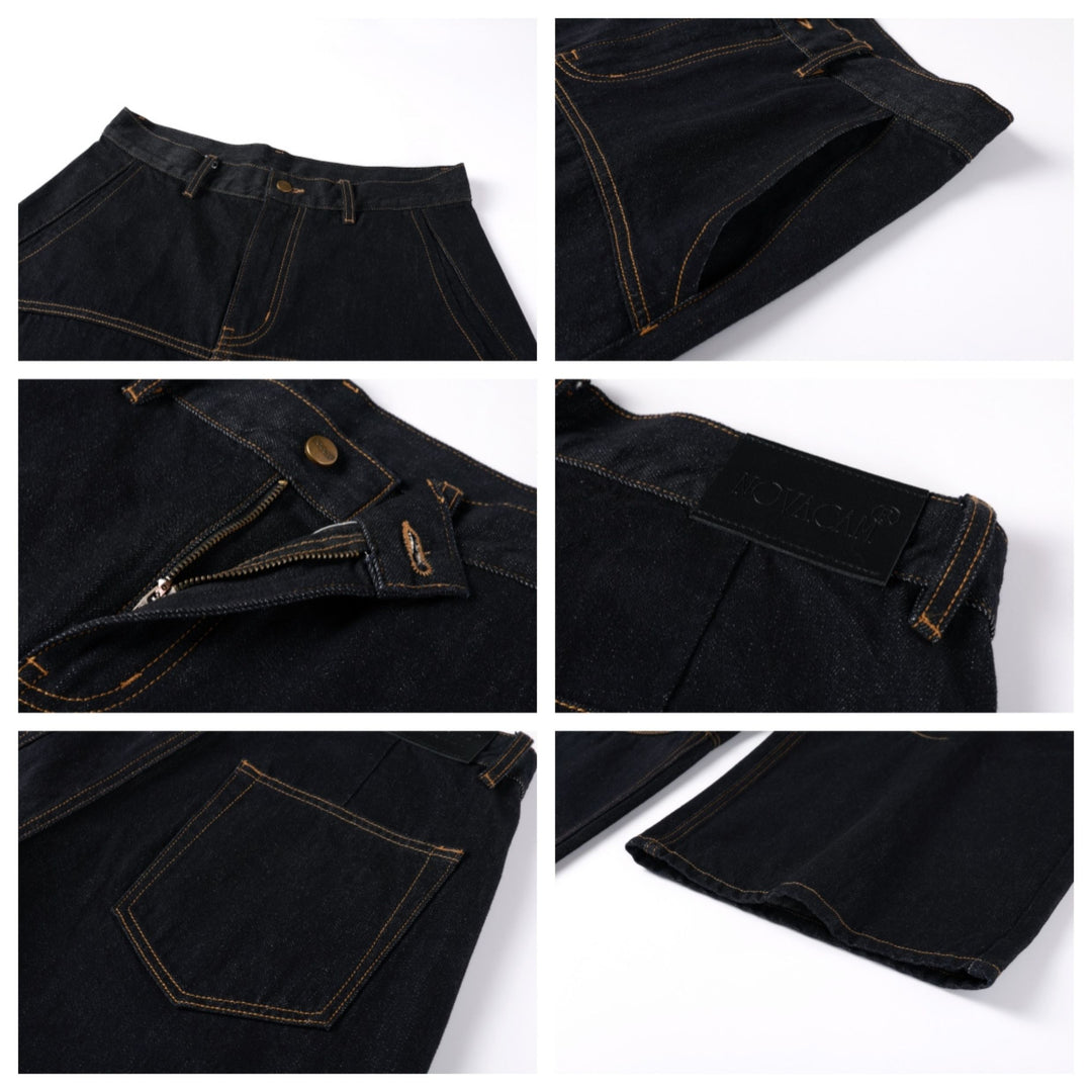 NOVACAM Yellow Stitch Baggy Jeans | Face 3 Face