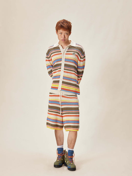 EVILKNIGHT(EK) Multicolor Striped Knit Cardigan