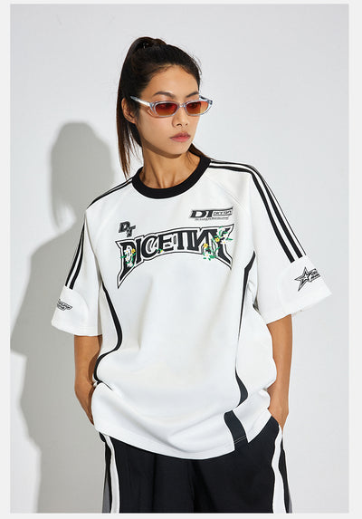 DICETINY Floral Logo Print Soccer Jersey Tee | Face 3 Face