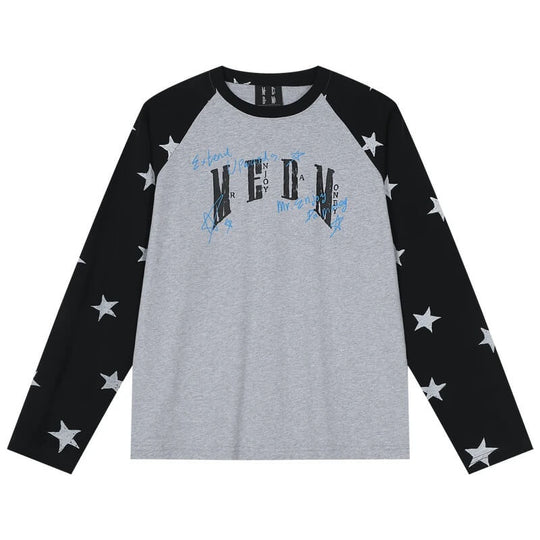 MEDM Star Print Raglan Long Sleeve Tee | Face 3 Face