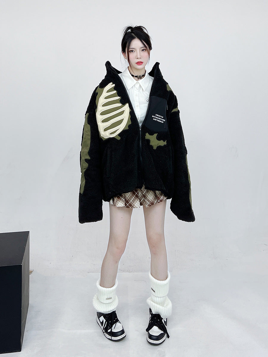 F3F Select Skeleton Sherpa Fleece Boa Jacket